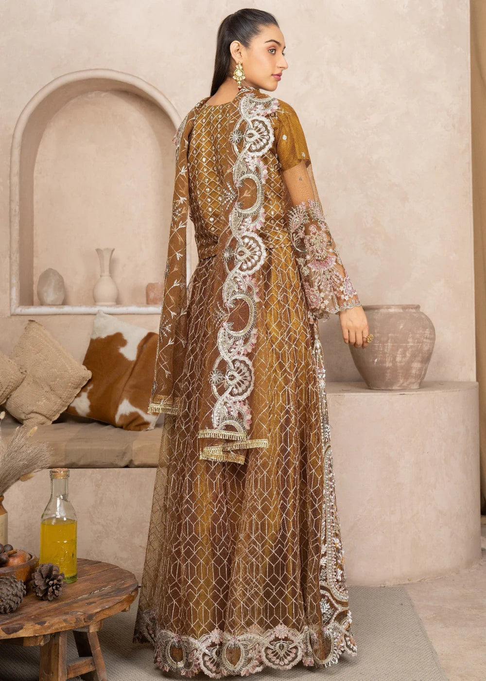 Mustard Yellow Bridal or Formal Lehenga with Heavy Embroidery