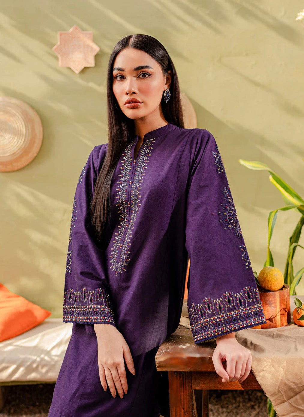 Regal Plum: Embroidered Style