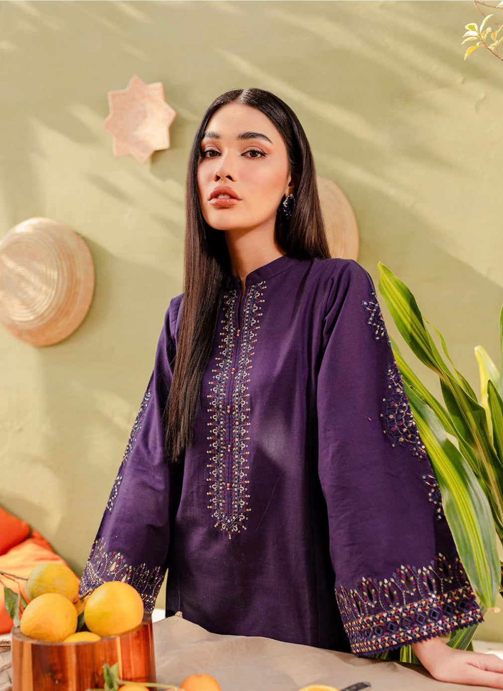 Regal Plum: Embroidered Style
