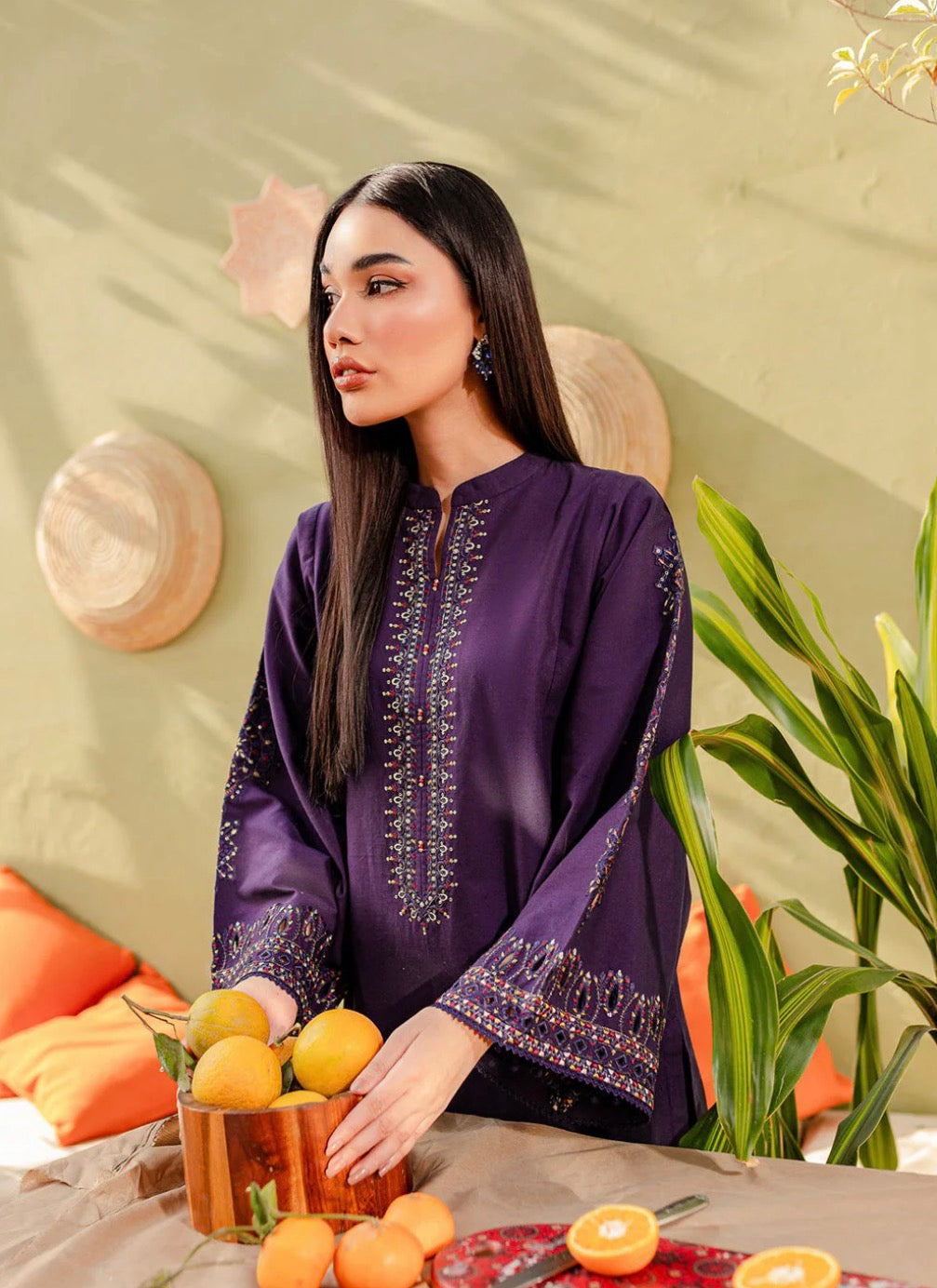 Regal Plum: Embroidered Style