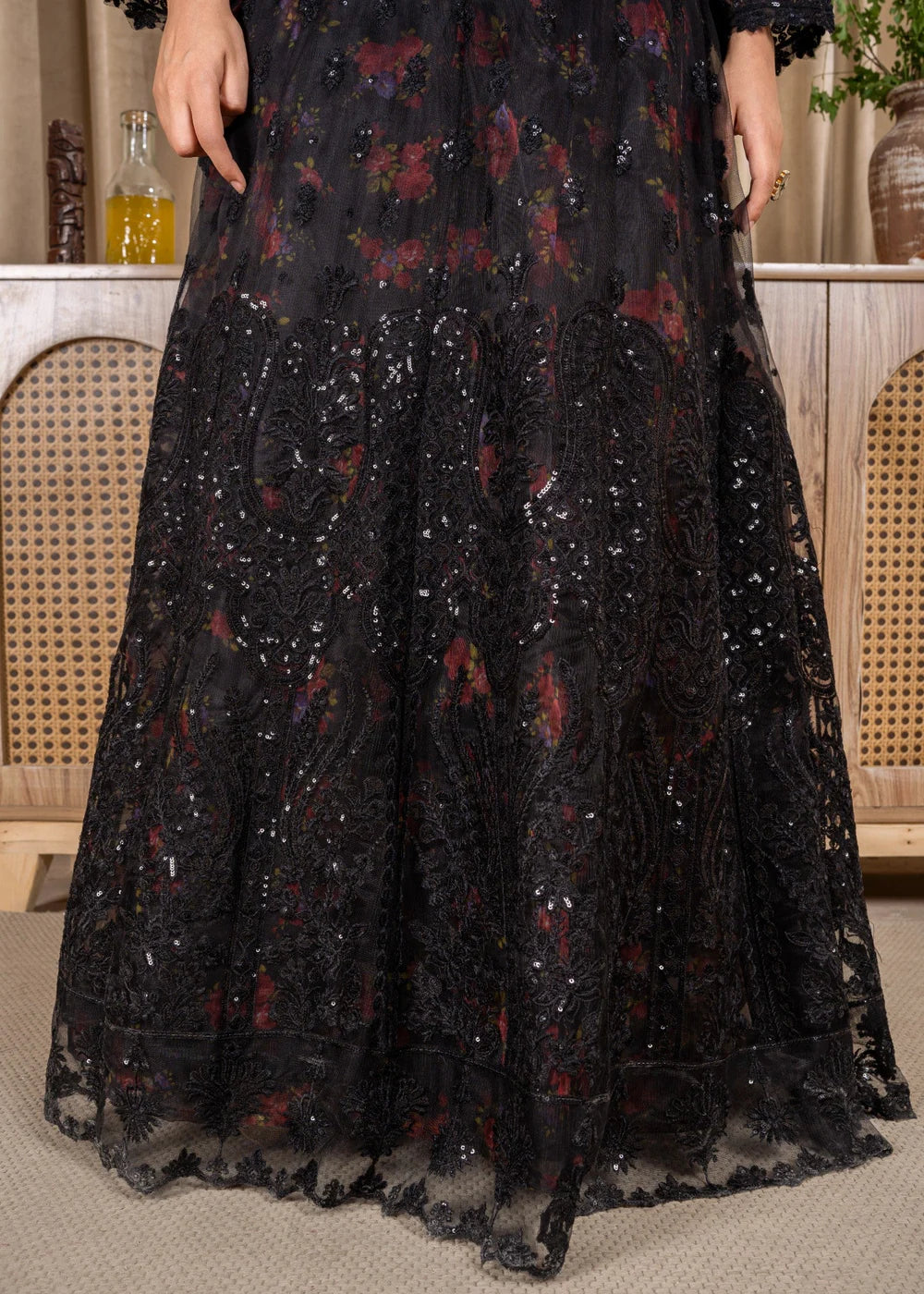 Elegant Black Net Lehenga