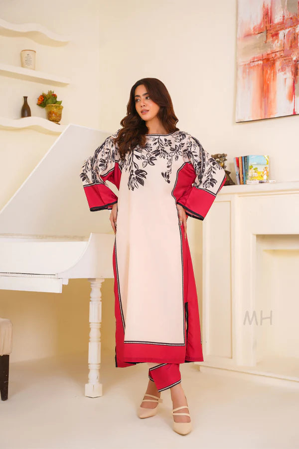 Elegant Eastern Wear with Bold Sleeves (Focuses on the sophisticated look and design feature)