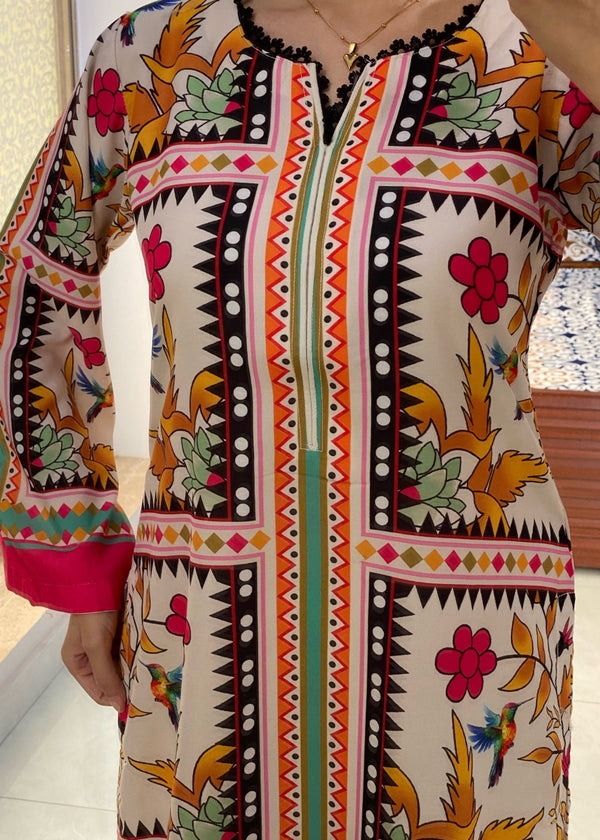 Bold Geometric and Floral Print Suit